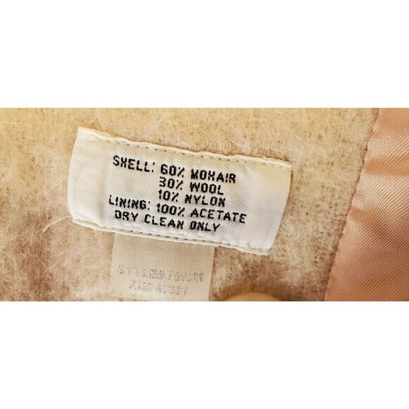Loring Vintage Mohair Wool Blend Coat Women’s Size 14 Cream Ivory USA Made Fuzzy - Picture 8 of 9